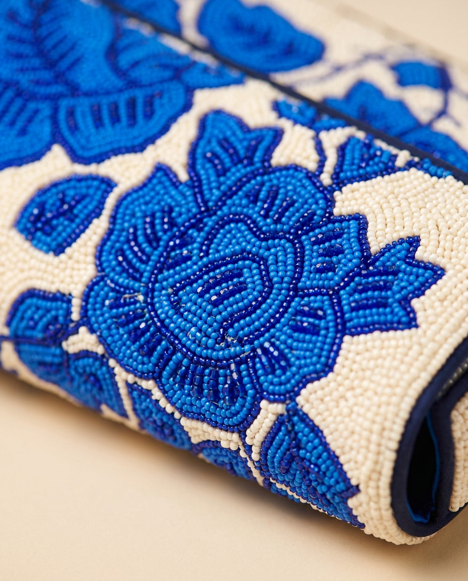 The Azure Bloom — Beadwork detail